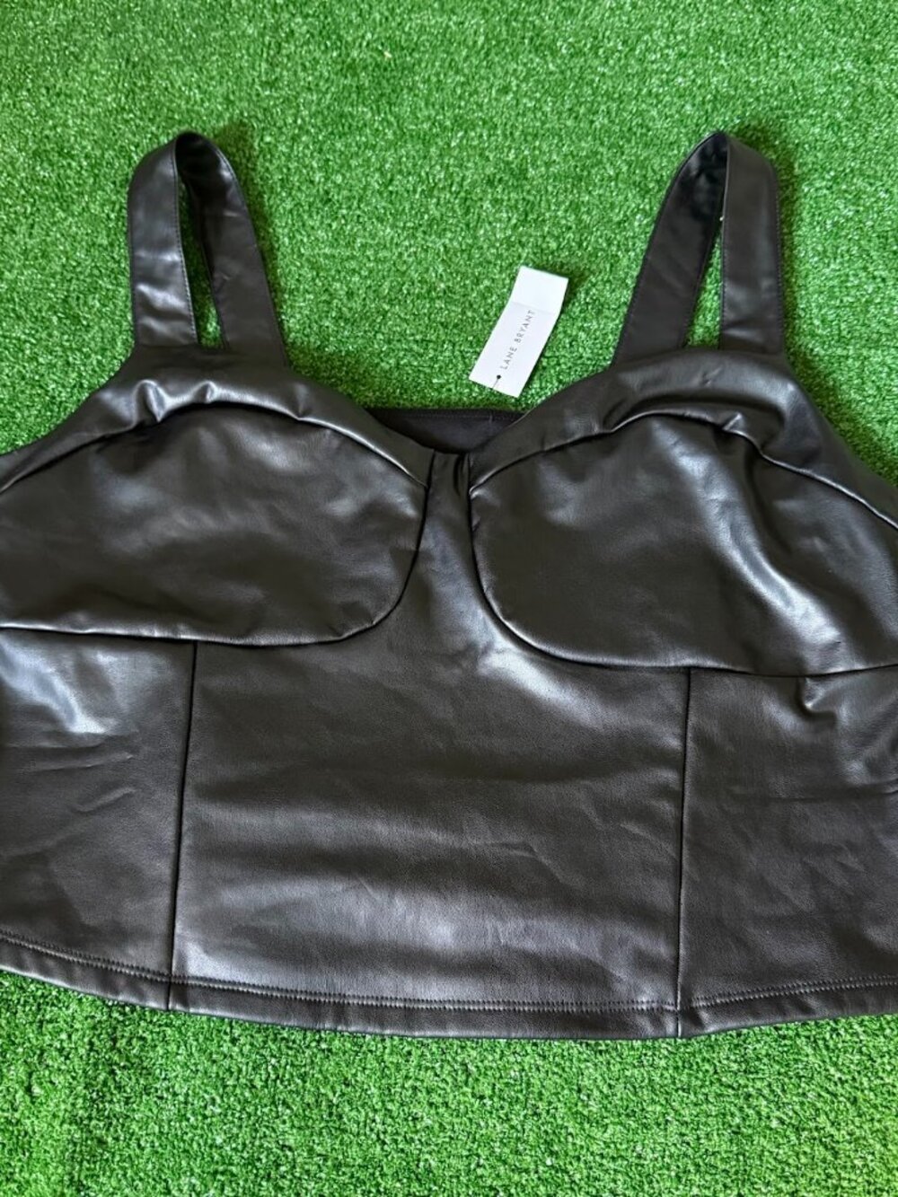 Lane Bryant Fitted Corset Style Faux Leather Bustier Black Top Plus Size 18 NWT